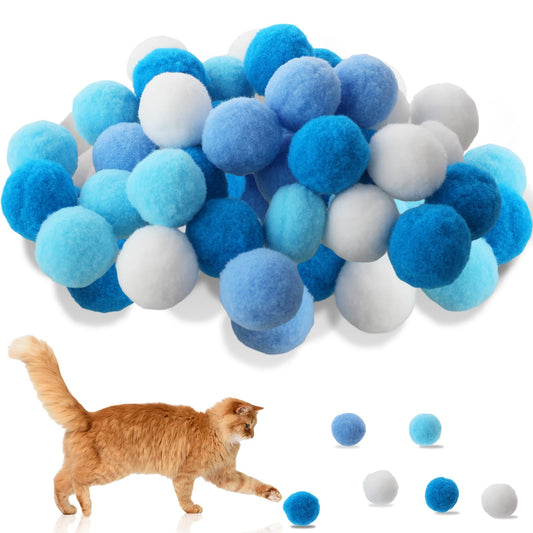 Amaxiu 30Pcs Cat Toy Balls, Soft Kitten Pompom Ball Indoor Cats Interactive Ball Toys 3cm/1.18in Queit Cat Ball Cat Pom Pom Balls for Pet Play Pursue Roll Fetch