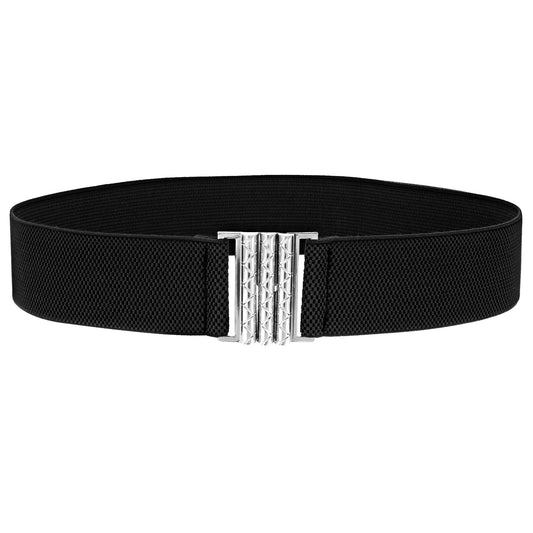 Giantree Invisible Women Elastic Belt, Adjustable No Show Stretch Belt with Flat Buckle for Jeans Pants Dresses (1, Black)