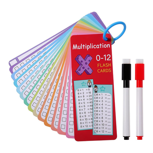 HJZHII 15PCS Multiplication Flashcards 0-12 with 2PCS Dry Erase Markers 1 Ring, Times Table Flash Cards Math Flashcards Times Table Flash Cards Educational Times Table Flashcards for Classroom Home