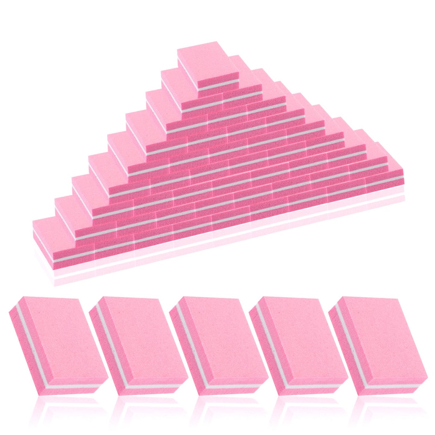HJZHII 50 PCS Mini Nail Buffer Blocks, Sponge Buffing Sanding Professional Nail Double Sanding Blocks Nails File for Acrylic Natural Nails