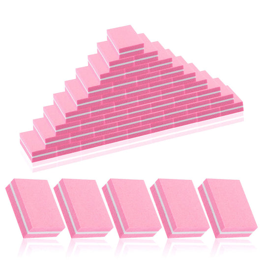 HJZHII 50 PCS Mini Nail Buffer Blocks, Sponge Buffing Sanding Professional Nail Double Sanding Blocks Nails File for Acrylic Natural Nails