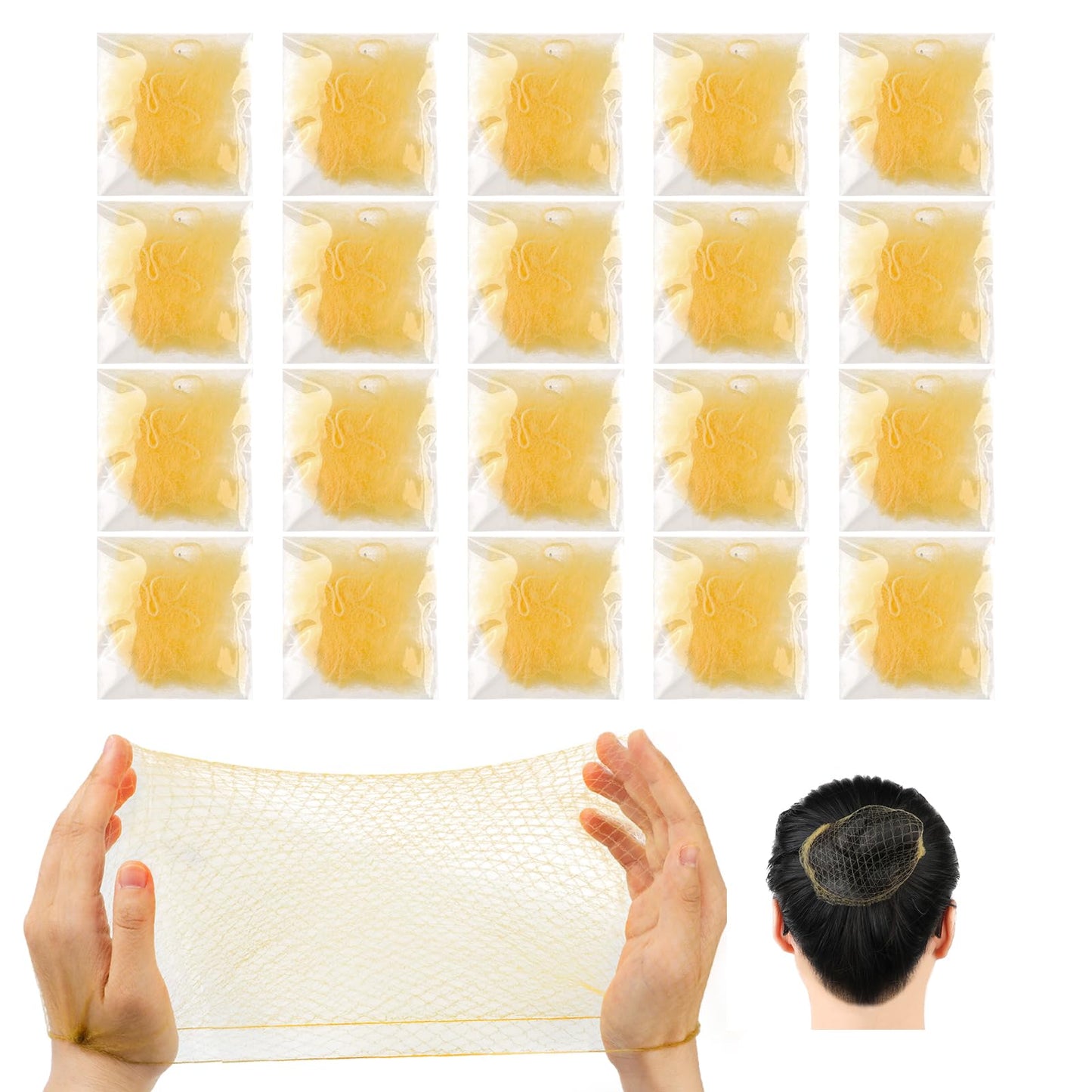 Giantree 20 Pcs Hair Nets for Women, Individual Packed Invisible Hair Nets for Bun Elastic Mesh Hairnets for Ballet Cooking Food Service
