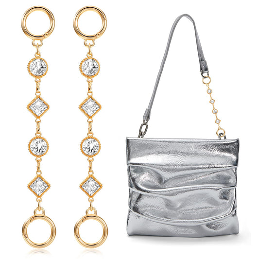 Andibro Bag Extender Chain, 2Pcs Metal Purse Strap Extender, Rhinestones Wallet Strap Replacement 18cm/7in Purse Accessories Bag Charms for Women Girls Purse Handbags Shoulder Bag Crossbody Bag