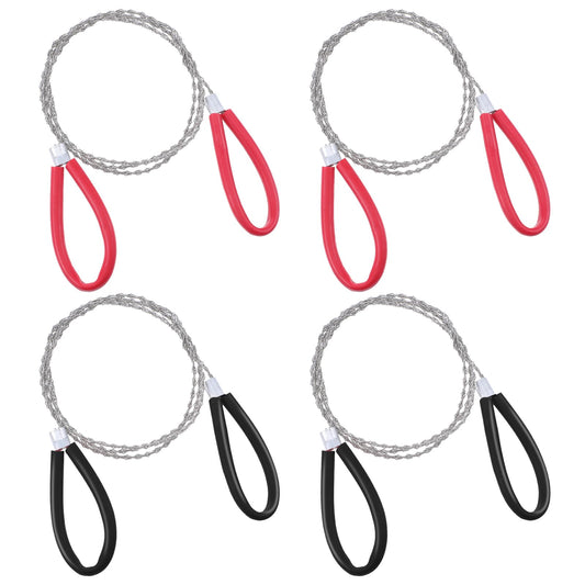 HJZHII 4Pcs Stainless Steel Cable Saw, Hand Pocket String Rope Saw Emergency Survival Camping Wire PVC Pipe Cable Cutting Tool for Wood Trees Cutting Hiking Travel Hunting 25.59in