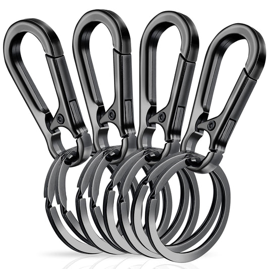 Amaxiu Heavy Duty Metal Keychain with 2 Key Rings, Carabiner Zinc Alloy Key Chain Quick Release Clips Stainless Keyring Holder Organizer Car Key Finder Hook Keys Clip for Men Women(4)