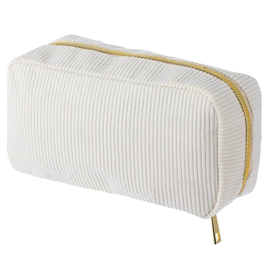 Giantree Corduroy Cosmetic Bag for Women, Large Capacity Makeup Bag Travel Toiletry Bag Zipper Pouch Cosmetic Organizer Bag Cute Small Makeup Bag Gift for Women and Girls(Beige)