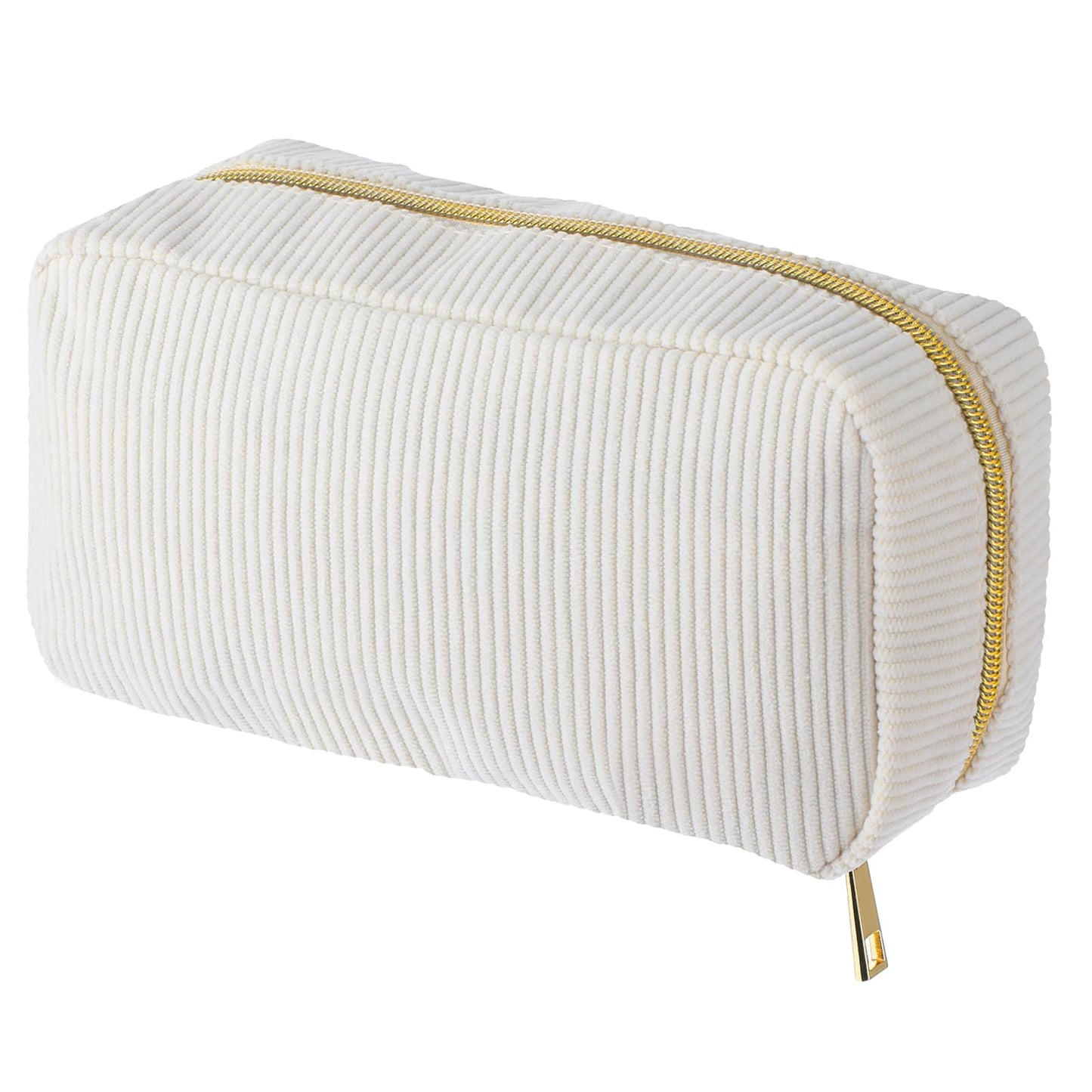 Giantree Corduroy Cosmetic Bag for Women, Large Capacity Makeup Bag Travel Toiletry Bag Zipper Pouch Cosmetic Organizer Bag Cute Small Makeup Bag Gift for Women and Girls(Beige)