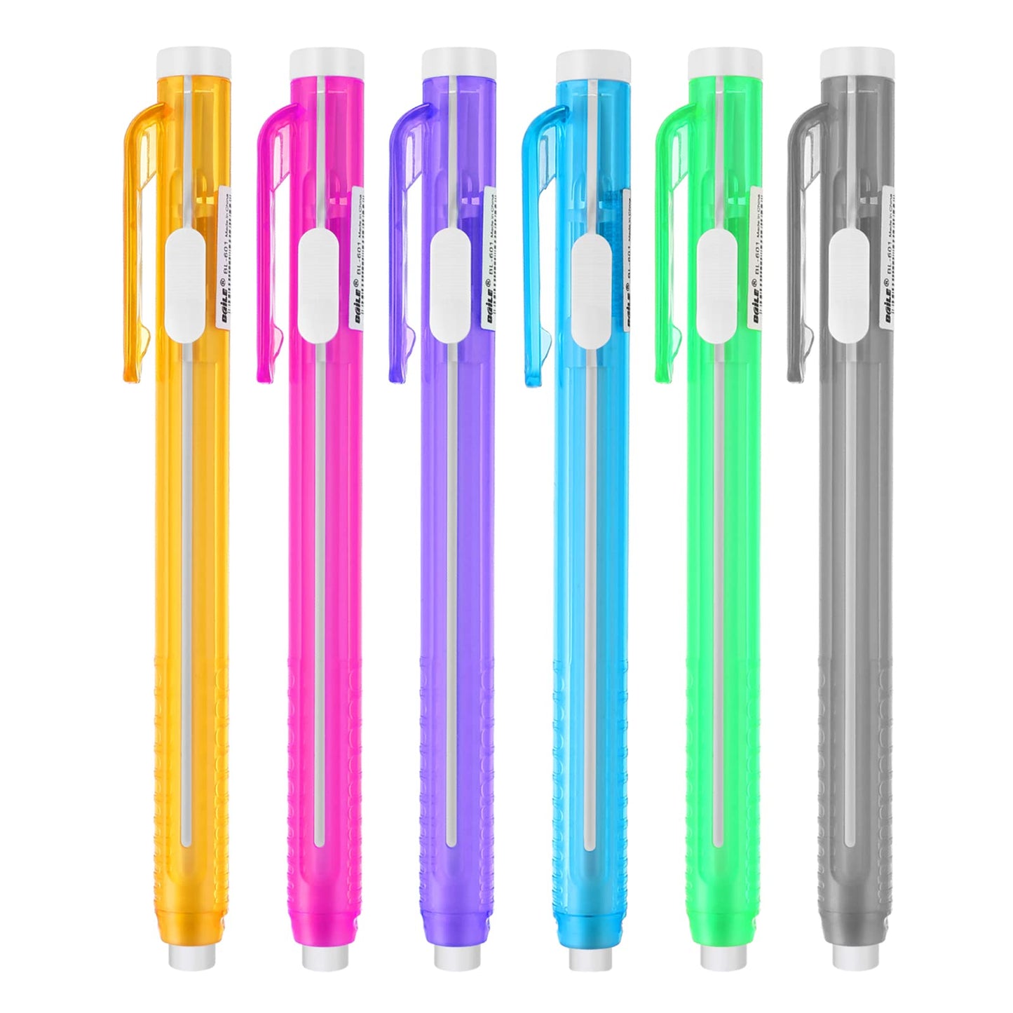 cobee Pen-Style Eraser Set, 6 Retractable Click Eraser Pen Shells with 6 Erasers, Mechanical Eraser Pencil, Bar Erasers for Kid Students Teacher Artist Painting Writing Home School Office Supplies