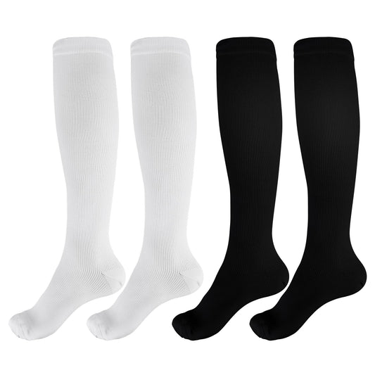 Bewudy 2 Pairs Compression Socks for Women Men, 15-25mmHg Knee High Socks, Medical Compression Stockings for Nurses Running Flying Pregnancy Travel Sports, S/M/L/XL/XXL(XXL)
