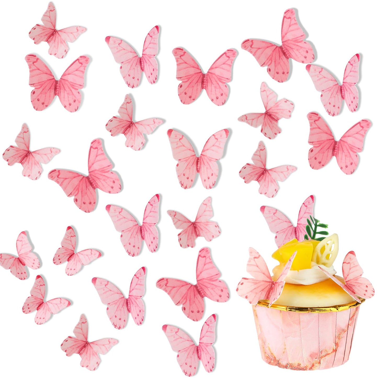 TIESOME 40 Pcs Edible Butterflies for Cake Decorating, Vivid Edible Butterfly Cake Topper Edible Butterfly Cupcake Decorating for Wedding Birthday Anniversary Flower Themed Party Decorating