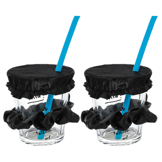 JIEYAO Drink Cover Scrunchie, Reusable Cap Scrunchie Drink Cover with Straw Hole Wear On Wrist Or In Hair for Prevent Drink Spiking Drinks Cup Covers Protector for Bar Club Party