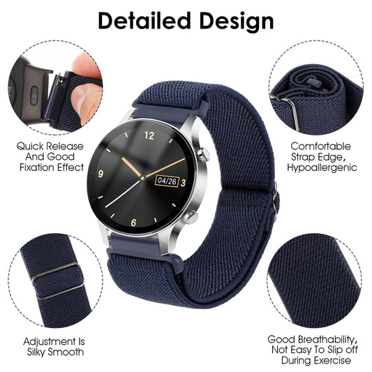 Andibro3pcs Elastic Smart Watch Band, Compatible with 22mm Watch Strap Release Replacement Wristband Adjustable Nylon Solo Loop Straps Fabric Braided Sport Stretchy Bands for Men Women(A,22mm)
