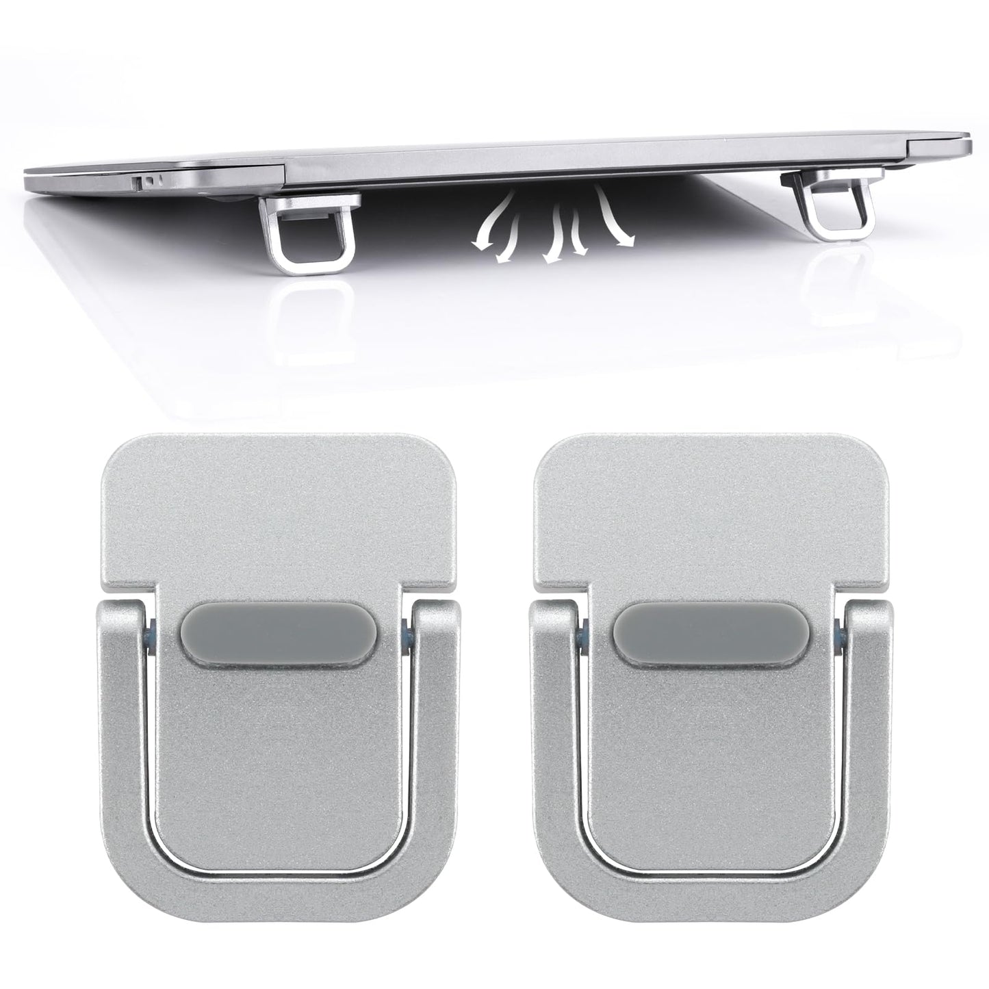 Giantree 2 Pcs Mini Computer Keyboard Stand for Desk, Portable Keyboard Riser, Invisible Laptop Stand, Self-Adhesive Keyboard Riser Feet for Most Keyboards(Silver)