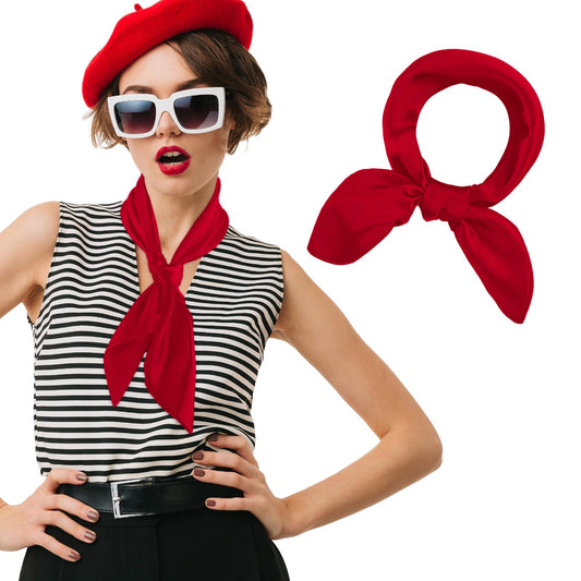 simarro 23.5" Women Silk Feeling Scarf Satin Head Scarves, Fashion Square Neck Satin Scarfs Neck Scarf Breathable Lightweight Clothing Handbag Accessories (Red)