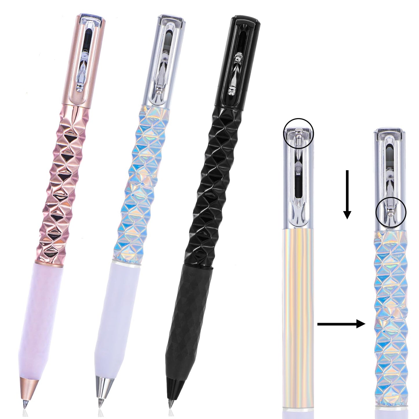 GEEHUA 3Pcs Geometric Deformation Gel Pens, Metal Geometric Deformations Pen 0.5mm Fine Point Pens Retractable Anamorphic Quick Dry Neutral Pens for Writing and Drawing School Office Gifts