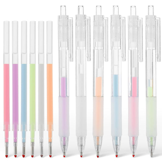 Amabro Retractable Ballpoint Glue Pens Set, 6pcs Multicolour Quick Dry Click Ballpoint Rollerball Pens Writing for Card Making, Scrapbooking, Colouring Books Doodling Drawing