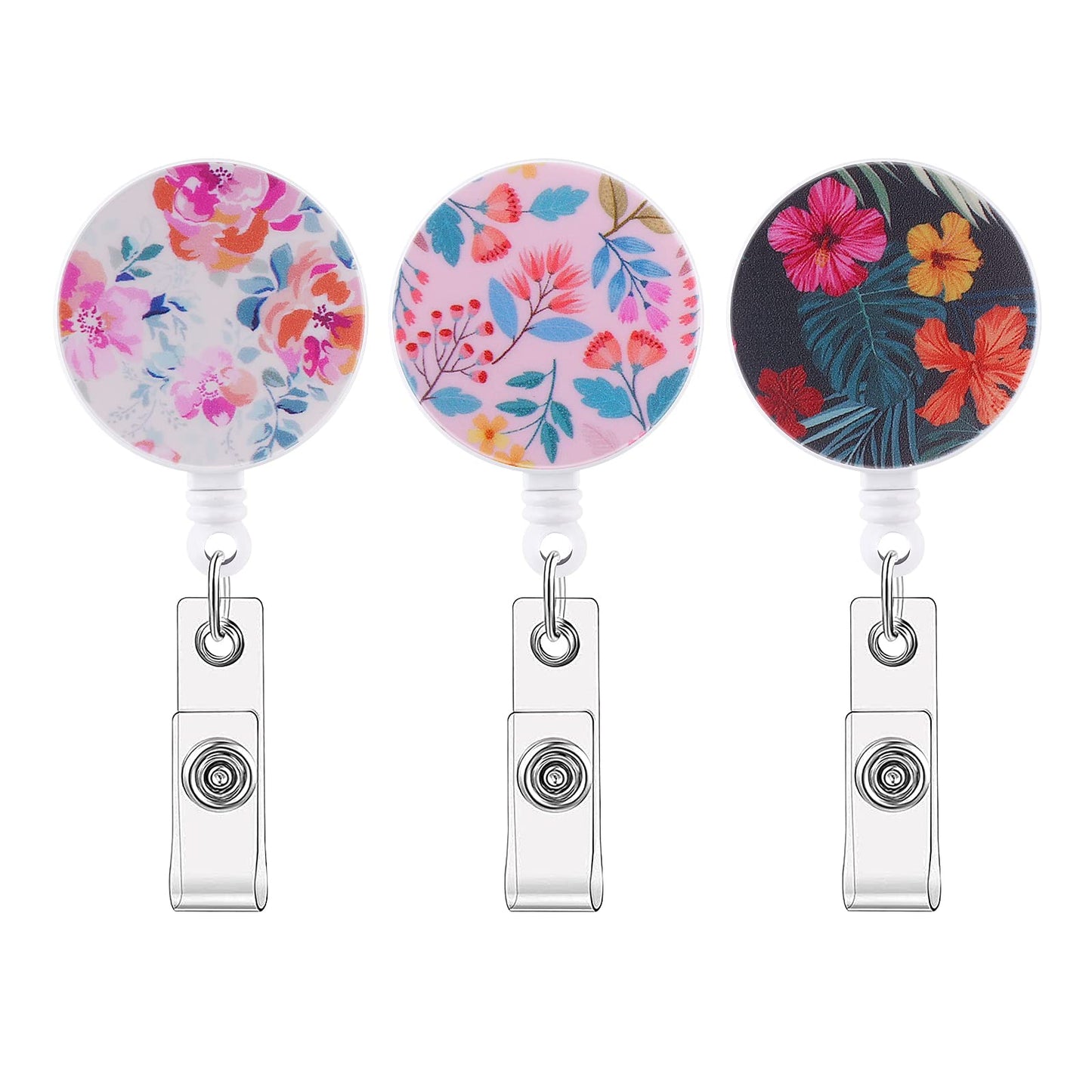 TIESOME Retractable Badge Holders, 3 Pack Badge Clip ID Card Holders with Alligator Clip Decorative Badge Reel Clip on ID Card Holders for Nurse Teacher Student Office Worker