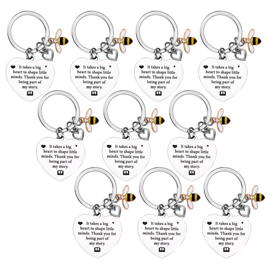 cobee 6 Pcs Bee Teacher Appreciation Gifts Keychain, Cute Thank You Gift Keyring Teacher Gift Keychains for Women Birthday Graduation Christmas