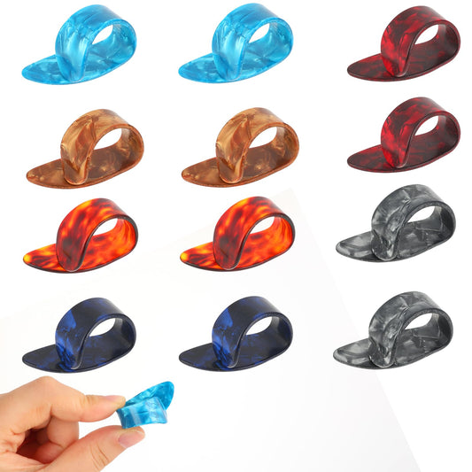 Molain 12Pcs Guitar Thumb Finger Picks, Flat Thumbpicks Celluloid Guitar Thumb Picks for Acoustic Guitar Guitar Finger Pick for Fingerstyle Acoustic Guitar Banjo or Ukulele Harp Bass (Color 2)