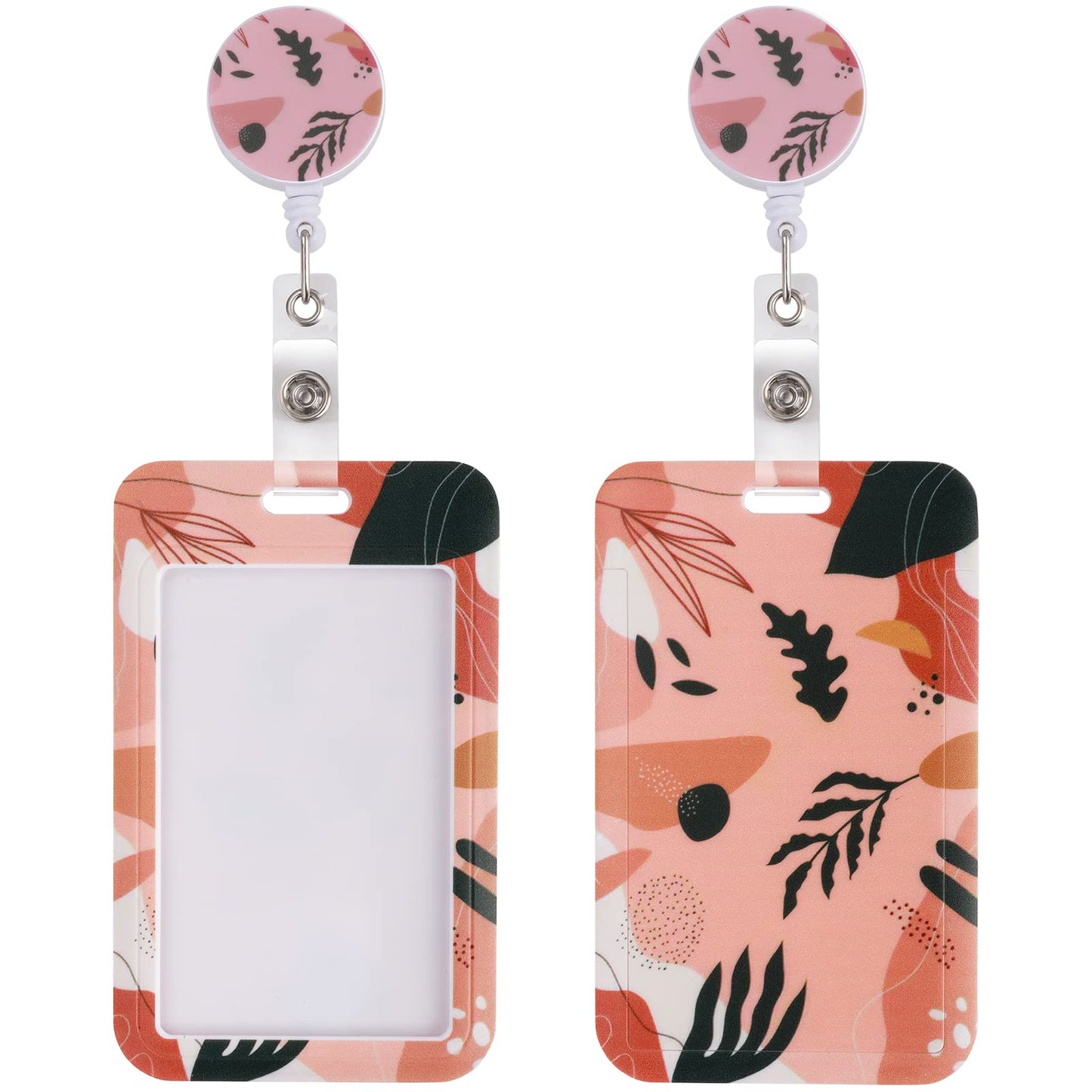 cobee Cute Badge Holders with Retractable Badge Reel Clip，Boho Heavy Duty Card Holder Badge Clip Hard Plastic Card Protector Vertical Card Cover Case for Nurse Doctor Teacher