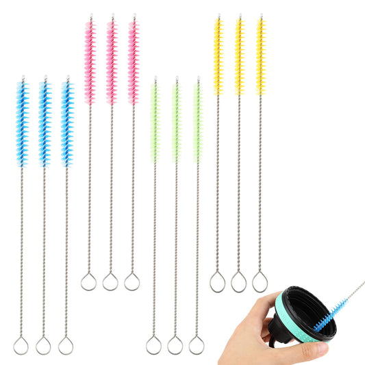 Jeffdad 12-Pack Straw Cleaning Brush, 20cm Long Cleaning Brush Soft Nylon Brush Pipe Cleaner Extra Long Straw Brush for Straw Cups, Water Bottles and Tubes