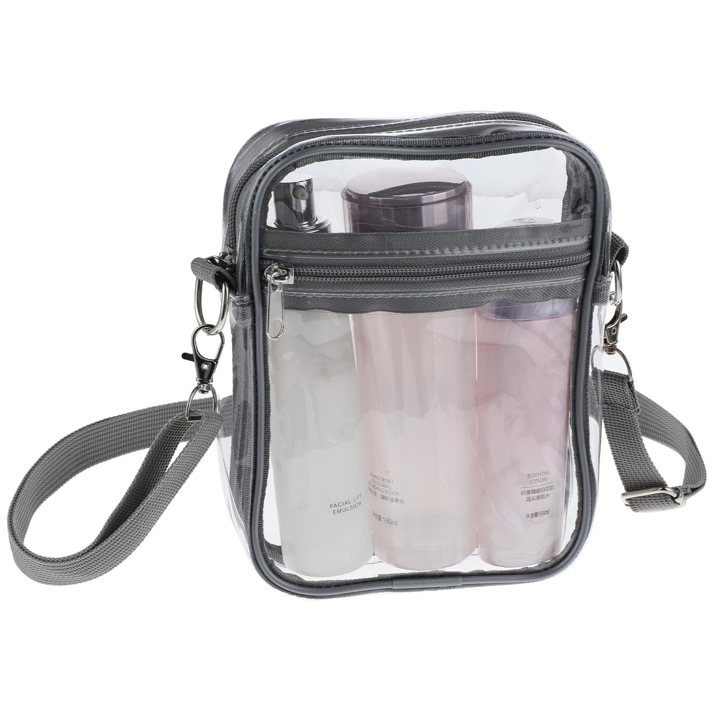 cobee Clear Bag Stadium Approved - PVC Crossbody Shoulder Bag Transparent Sling Pack Zipper Purse with Front Pocket Messenger Bag with Adjustable Strap for Concert Sports Festivals Events(Gray)