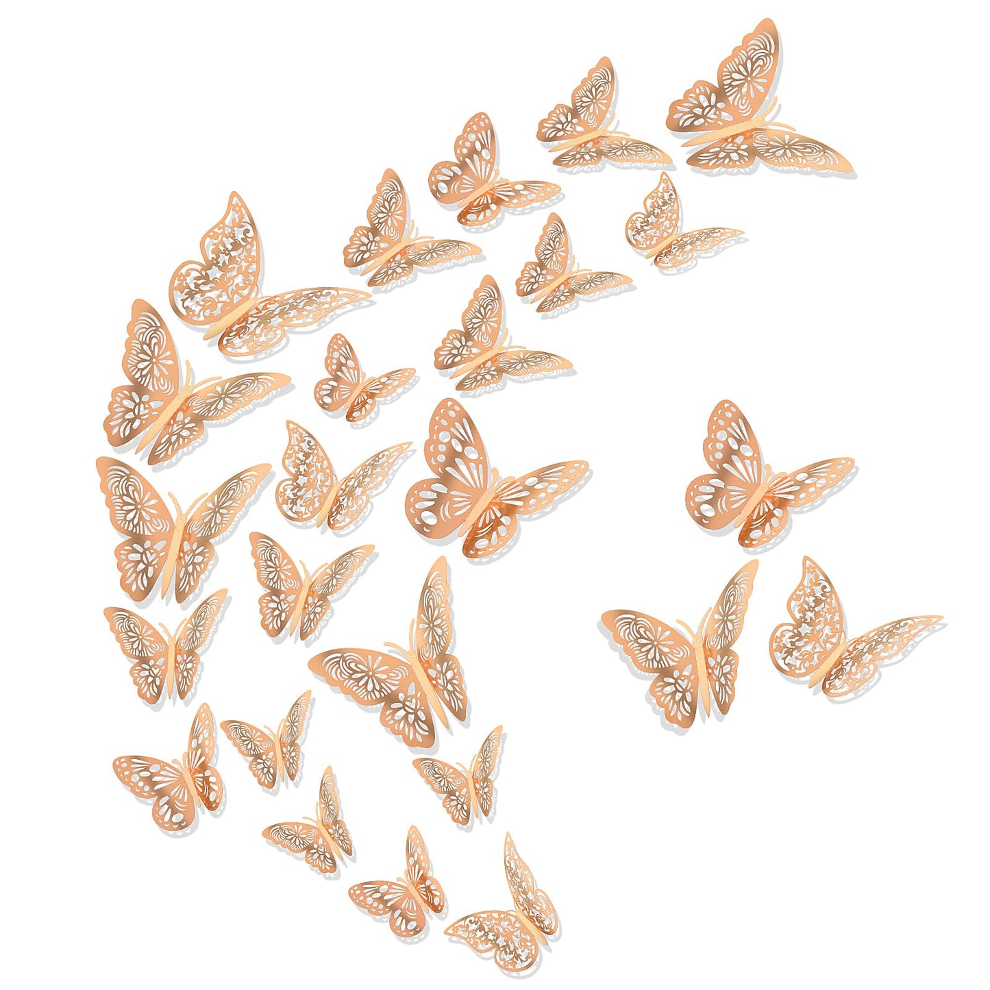 Molain 3D Butterfly Wall Stickers 36 Pcs 3 Sizes DIY Decor Art Crafts Removable Decals Party for Home Birthday Wedding(Rose Gold) (543324_2-LYJ-1)