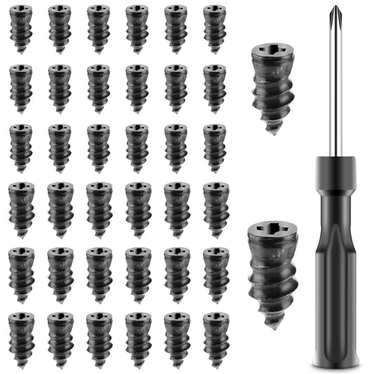 Bewudy 40 Pcs Tire Repair Rubber Nail, Rubber Screw Tire Plugs Self-Service Vacuum Tire Repair Nail Kit, Tire Repair Nails with Screwdriver for Car Truck Tractor Tires Quick Puncture Repair Tools