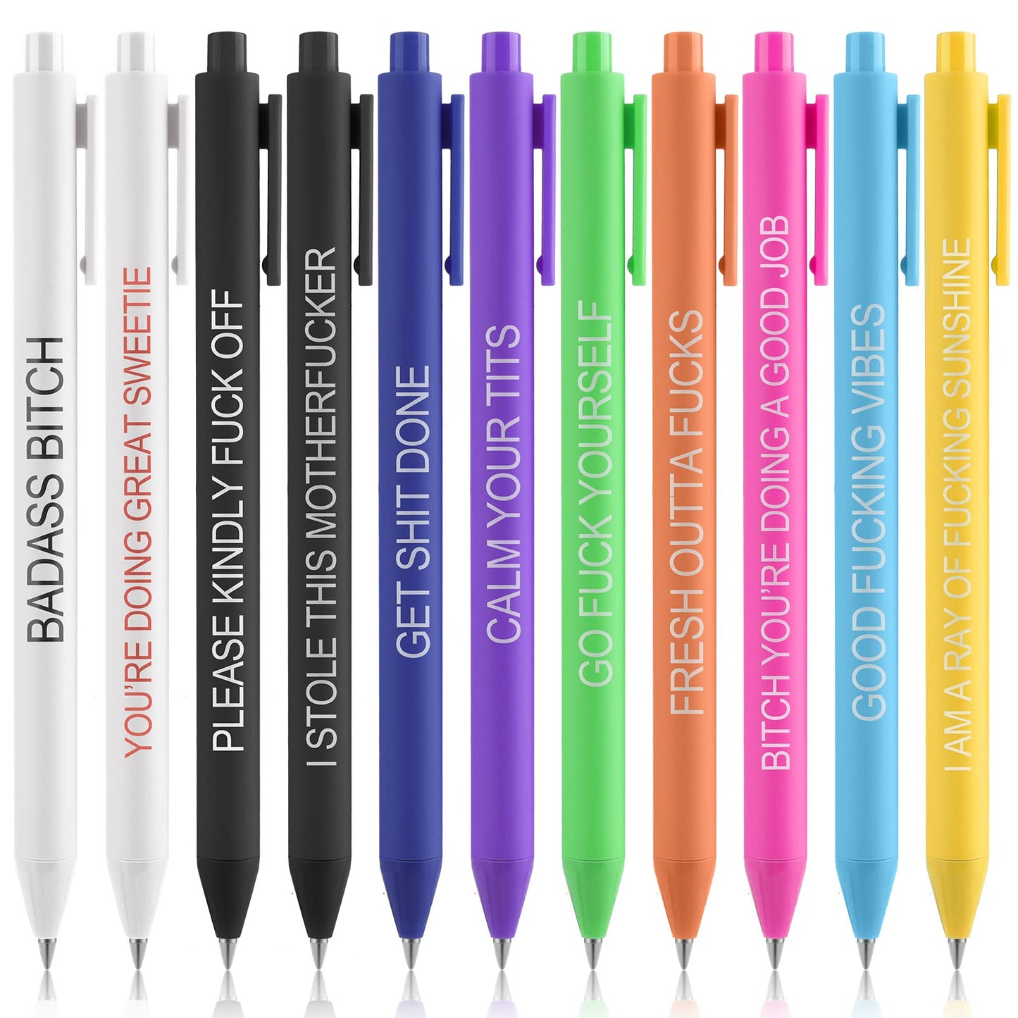 cobee Funny Ballpoint Pens, 11 Pieces 0.5mm Fun Swear Word Gel Ink Pens Retractable Fun Ball Point Pen Positive Pen for Office Gifts