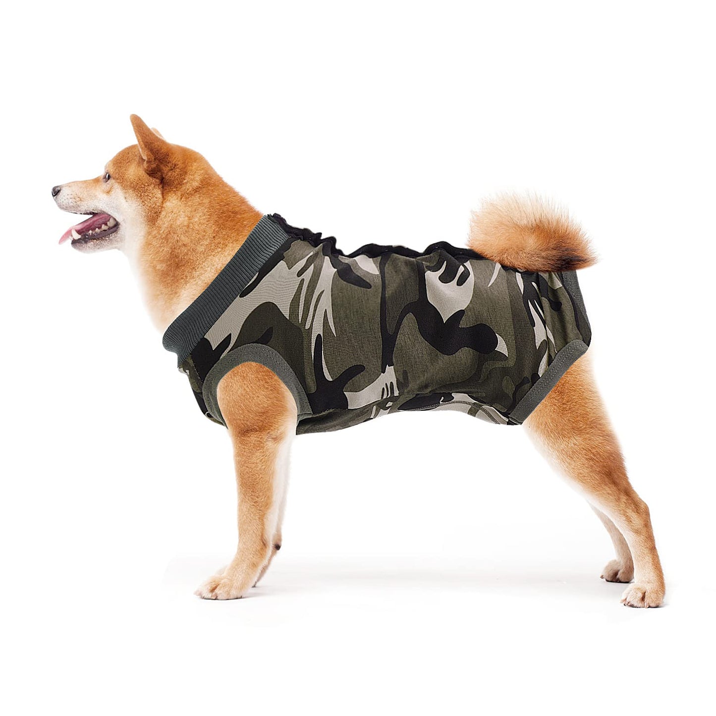 cobee Small Medium Dog Recovery Suit, Puppy Abdominal Wound Protector, Dog Recovery Suit Protect, Puppy Wounds After Surgery for Male/Female Dog, Pet Surgical Snugly Suit After Surgery(S Size, Camo)