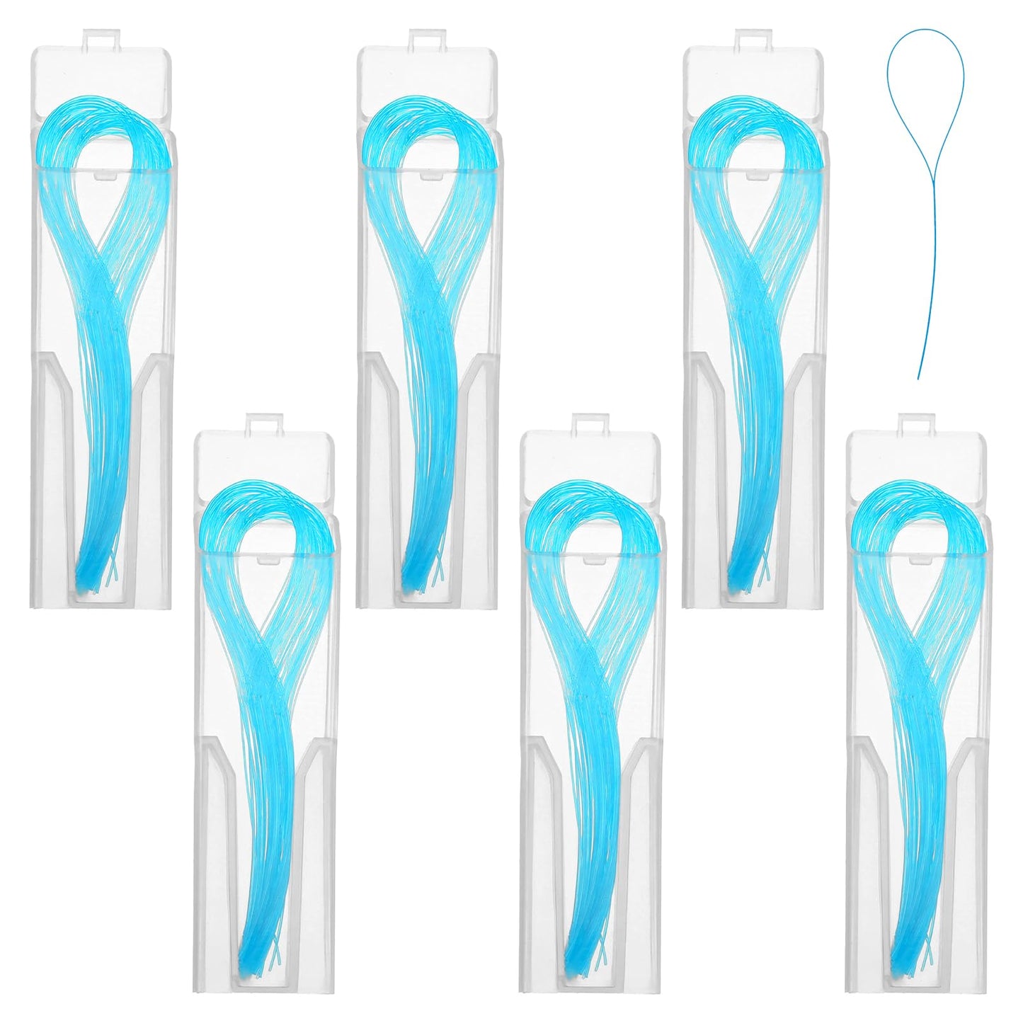 WJIAAA Pack of 300 Dental Floss Holders for Bridges & Implants, Blue Dental Floss for Bridge Threader, 6 Refillable Boxes of 50 Pieces