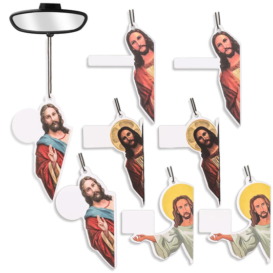 Jeffdad 8 Pcs Jesus I Saw That Car Air Fresheners, Funny Hanging Jesus Ornament For Car Decor Air Fresheners, Fragrance Slice Scented Cards For Car Interior Mirror Household Hanging Decor Gifts