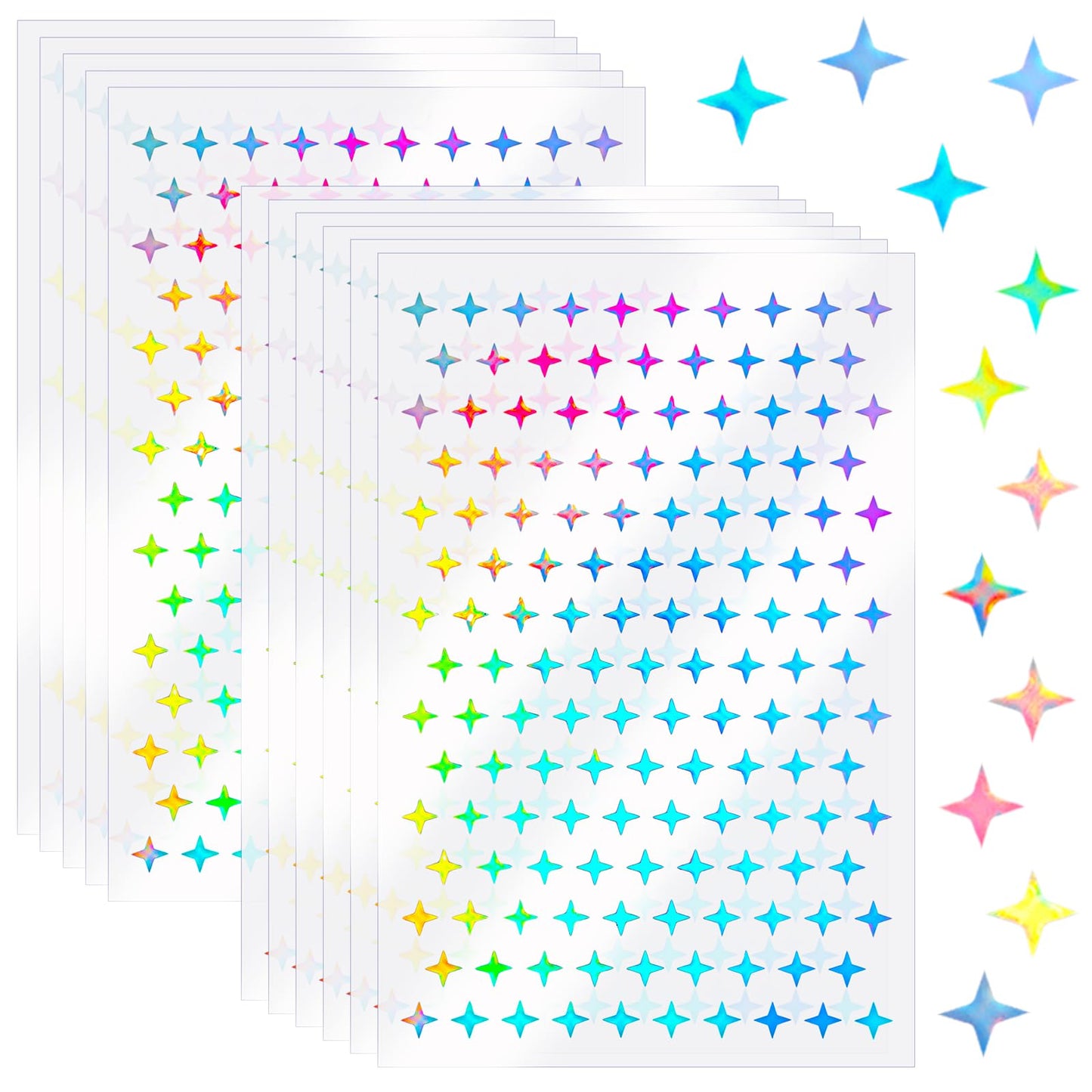 Giantree 1650Pcs Self-Adhesive Star Stickers, Small Stars Stickers for Kids Reward Chart Laser Star Stickers Cute Watercolor Star Stickers for Home DIY Office Classroom Reward (Four-pointed Star)