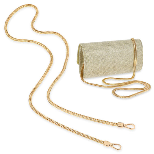 Jeffdad 47"/120cm Gold Purse Chain Strap, DIY Iron Flat Handbag Chain Strap with Metal Buckles, Shoulder Cross Body Replacement Straps For Women Bag Purse(Gold)