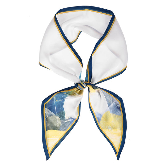 Giantree Satin Scarf for Women, Exquisite Printed Double Layer Headscarf Beveled Small Scarf Beach Head Scarves Wraps Scarf for Hair Wrapping at Night Handbag Accessories 55.11"x5.12" (Style 3)