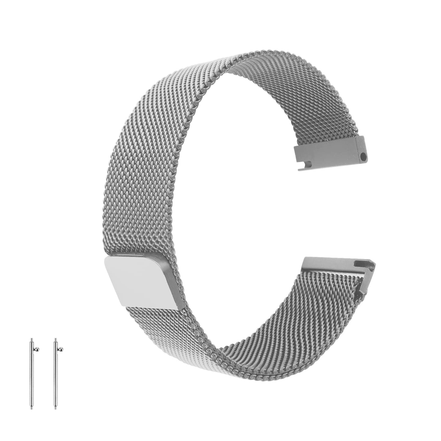 cobee Metal Magnetic Watch Bands, Mesh Woven Quick Release Watch Strap Adjustable Stainless Steel Replacement Straps with Magnetic Clasp Smart Sport Watch Wristbands for Men Women Teen(Silver, 22mm)