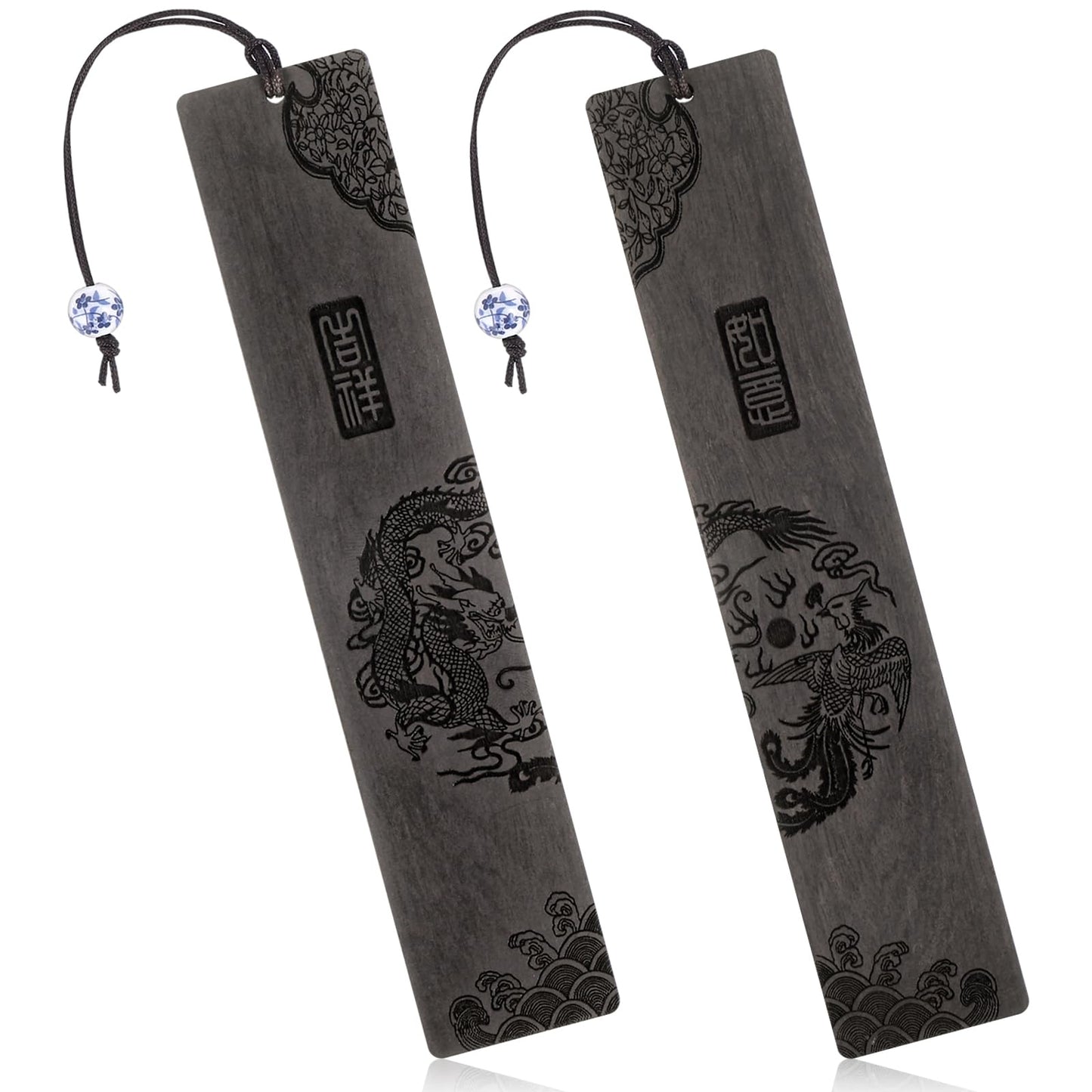 WJIAAA Wooden Bookmarks for Book Lovers, Pack of 2 Handmade Bookmarks Carving Natural Craft Vintage for Readers Teachers Men Women