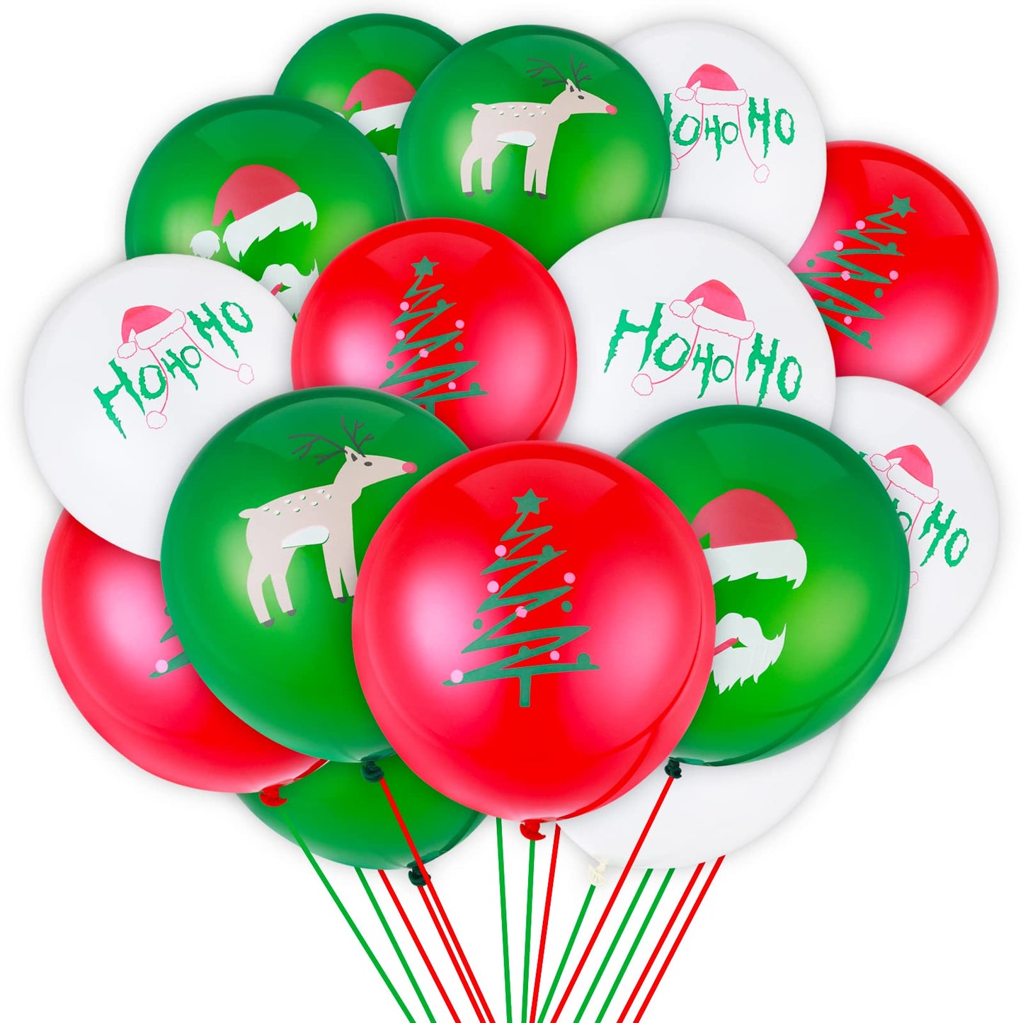 TIESOME 50Pcs Christmas Balloons, Cute White Red and Green Latex Party Balloons for Car Home Decorations Festival Xmas Balloon Party Supplies