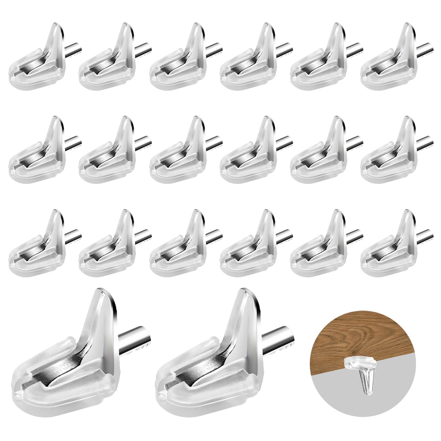Giantree 20 Pcs 3mm Shelf Support Peg, Support Cabinet Shelf Pins Glass Shelf Supports Peg Transparent Rubber Replacement Peg Shelf Holder Locking Pins for Bookshelf Wardrobe Bookcase Glass Showcas