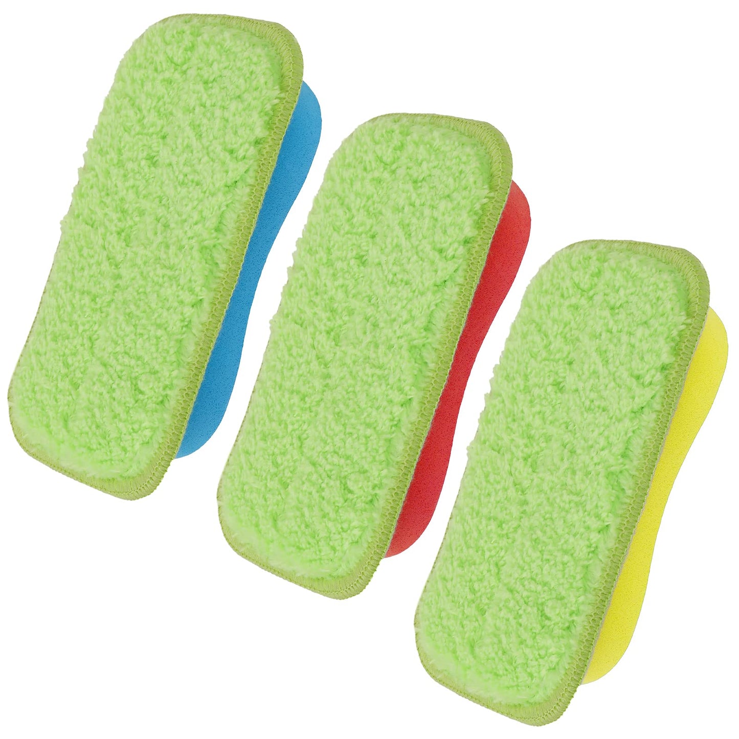 Cobee 3 Pcs Washable Chalkboard Eraser, Magnetic Chalkboard Eraser Whiteboard Eraser Dry Eraser Reusable Chalk Eraser for Chalk Markers, Classroom Home and Office School Supply (Blue+Yellow+Red)