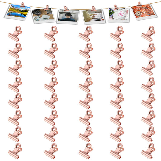 Molain 40Pcs Binder Clips, 0.87 Inch(22mm) Metal Hinge Clips for Food Packages, Mini Picture Clips, Small Paper Clamps, Binder Clips, Photo File Paper Document Clip for Home and Office Supplies
