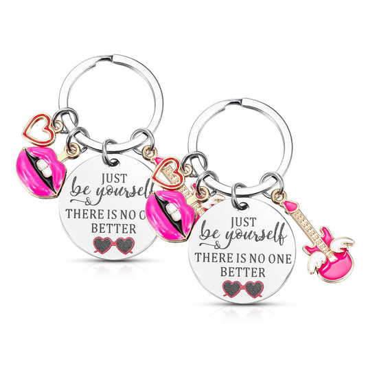 AOZUO 2Pcs Music Singer Inspirational Keychain Gifts for Fans Quotes Merch Fan Inspiration Gift Music Lovers Birthday Trendy Stuff Inspired Keychain for Women Bag Backpack Halloween Accessories (Pink)