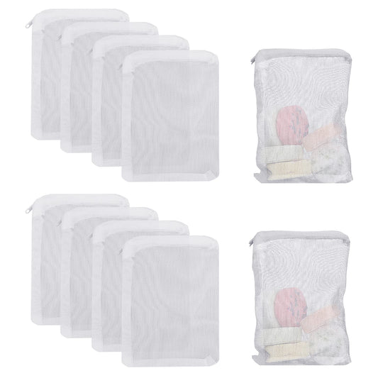 Cobee Aquarium Filter Bags, 10Pcs Aquarium Filter Media Bags with Zipper Fish Tank Media Mesh Filter Bag High Flow Fine Mesh Net Reusable Bags for Activated Carbon, Biospheres (10pcs White)