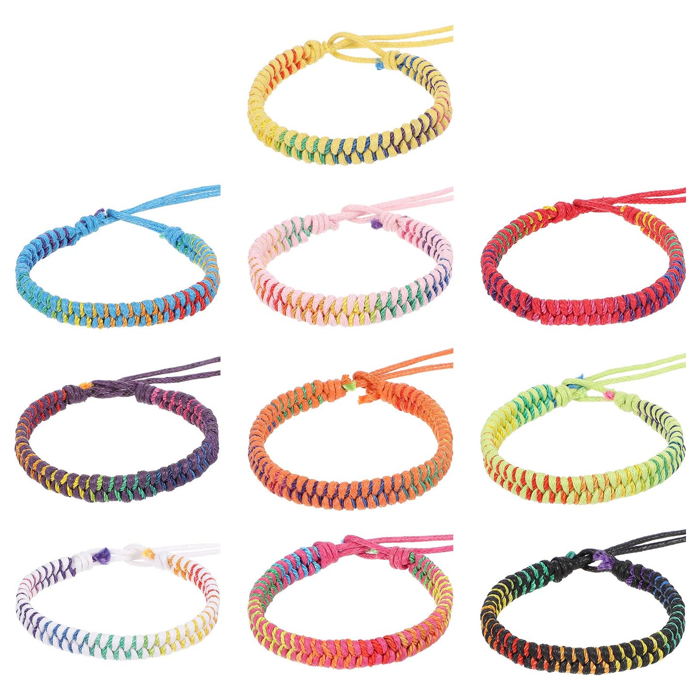 XLIUAX Handmade Friendship Bracelet Braided Bohemian Rainbow Bracelets Adjustable Friendship Bracelets Colour Partner Bracelets for Women Men Wrist Anklet Pack of 10