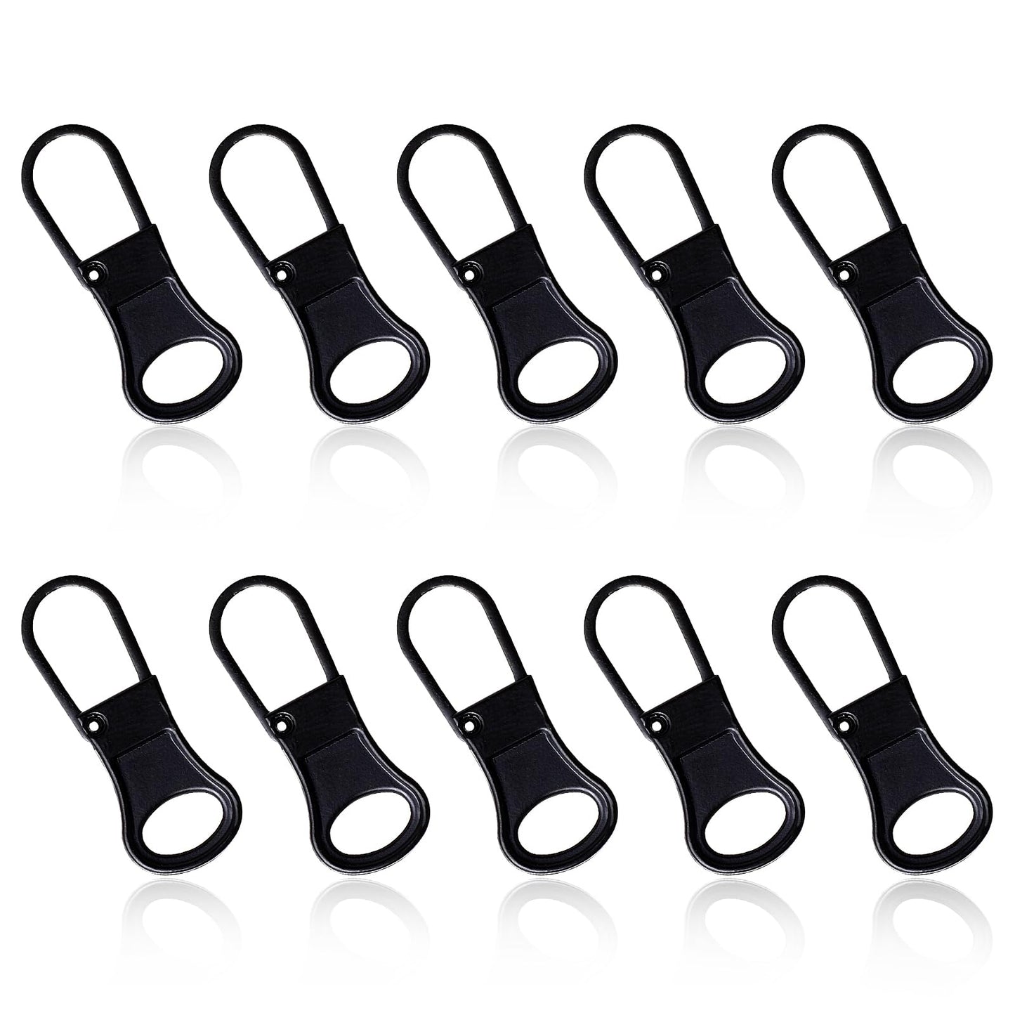 Giantree 10pcs Detachable Zipper Puller Replacement, Universal Removable Zipper Pull Tabs Repair Metal Zipper Pull Cord Extender for Jackets Jeans Wallets Handbags Backpacks Luggage(Black)
