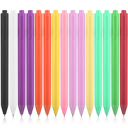 cobee 15 Pcs Pastel Ballpoint Pens, 0.5mm Retractable Gel Pens Black Ink Journaling Pen Cute Ball Point Pens Fine Point Roller Ball Pens Smooth Writing Pen School Office Gift Supplies