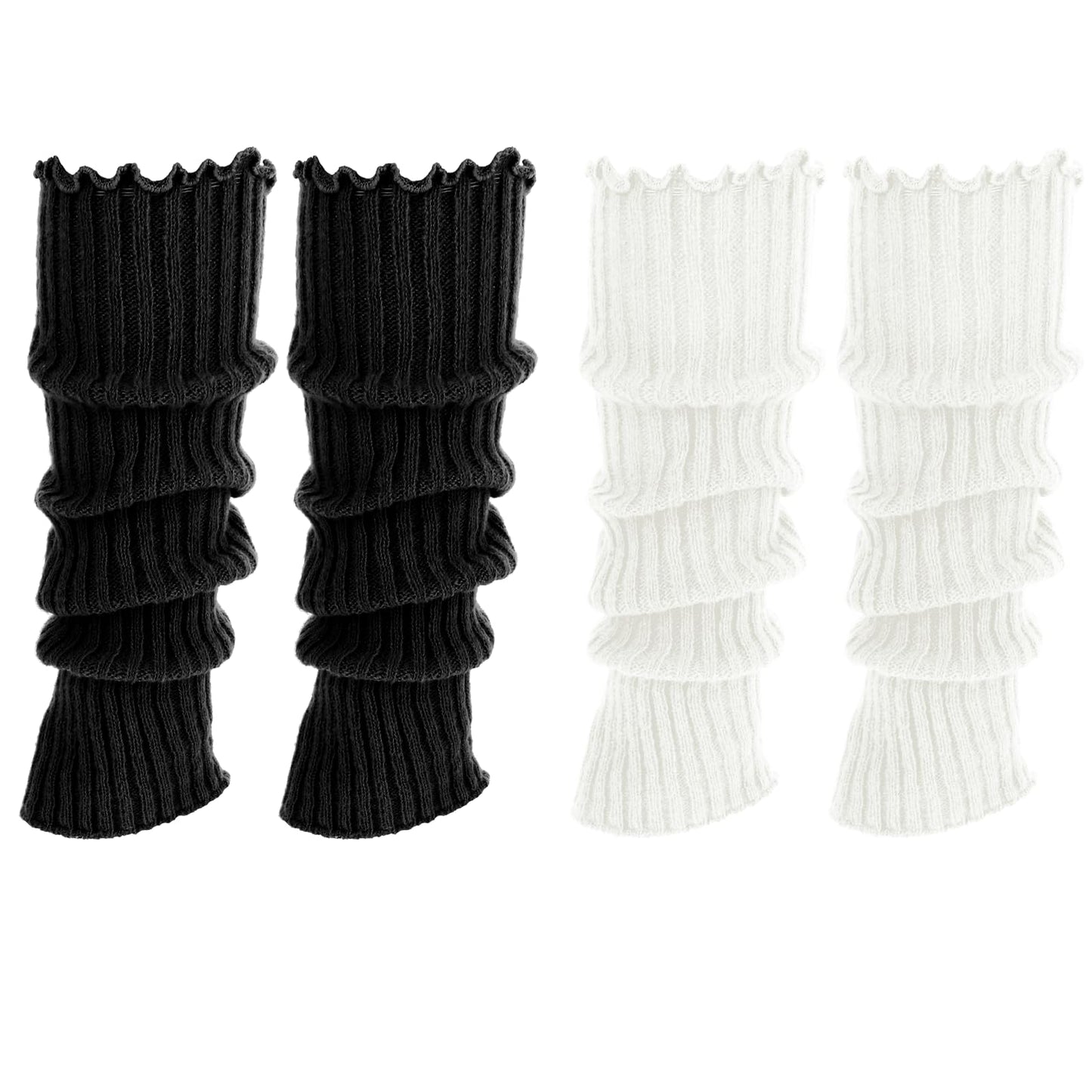 JIYIN Leg Warmers for Women, 2Pairs Kawaii Knit Stretchy Leg Warmer, Fashion Y2k Leg Warmers 80s Winter Ribbed Long Socks(Color2)