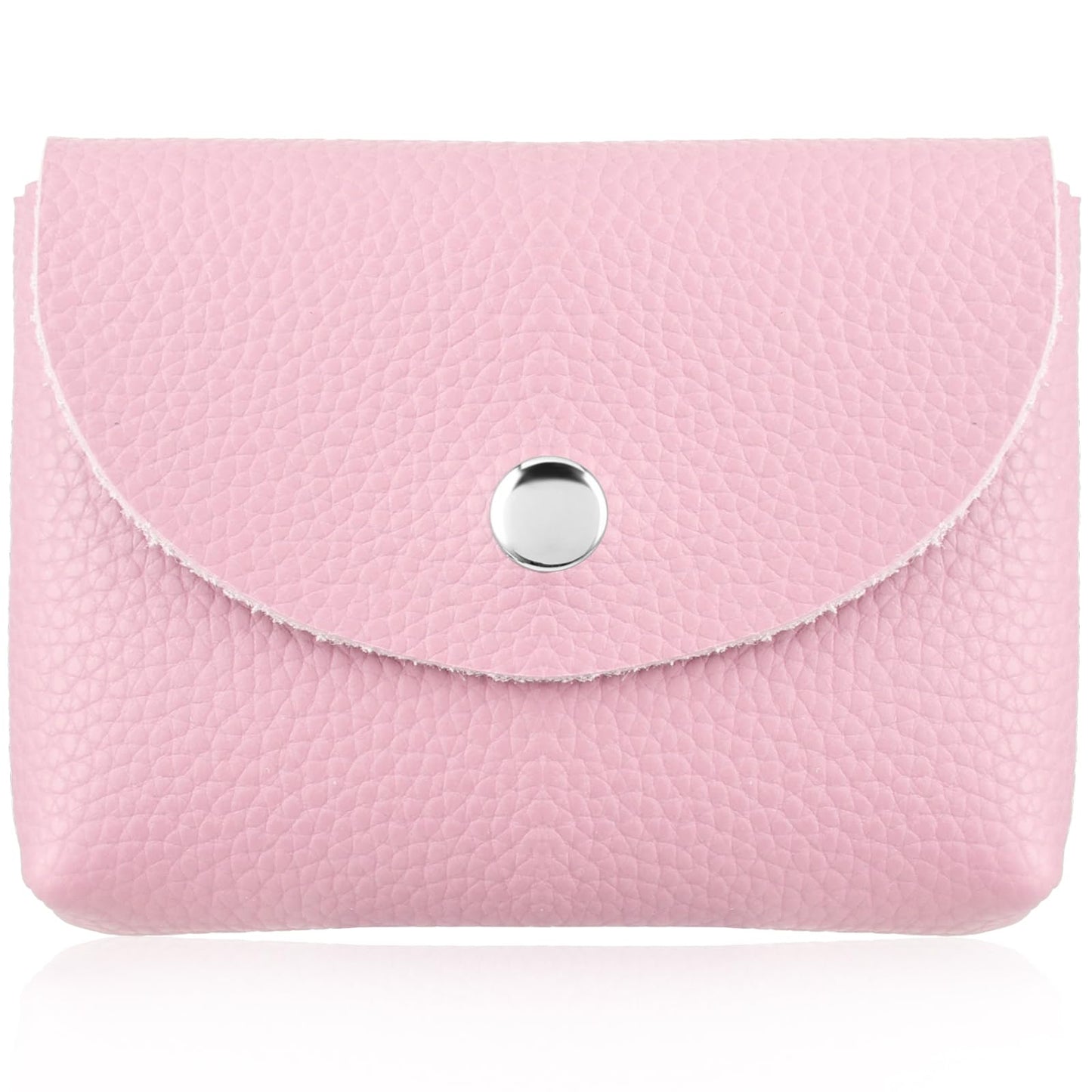 simarro Women Coin Purse, Imitation PU Leather Snap Buckle Coin Purse Portable Change Purse Coin Wallet Change Holder for ID Key Headset Lipstick Women Men (Light Pink)