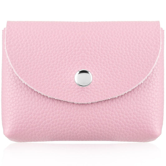 simarro Women Coin Purse, Imitation PU Leather Snap Buckle Coin Purse Portable Change Purse Coin Wallet Change Holder for ID Key Headset Lipstick Women Men (Light Pink)