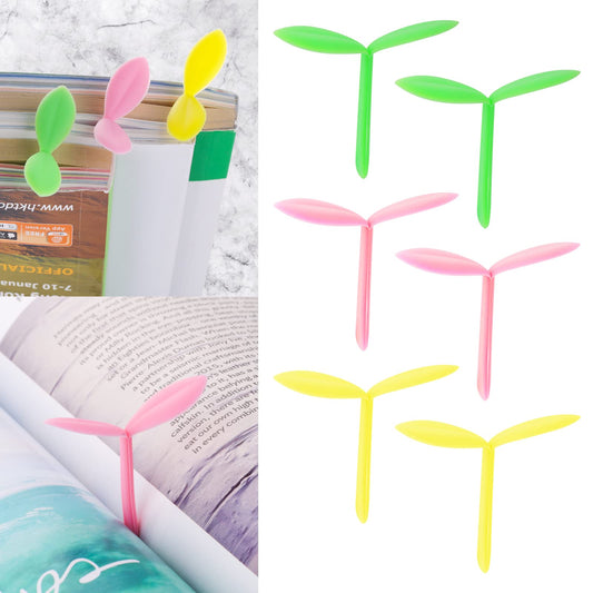 Molain Sprout Bookmarks, Little Green Bookmarks Sprouting Leaf Bookmark Silicone Grass Buds Bookmarks Cute Mini Bookmarks for Books Bookmark Gifts for Kids Teacher Students(2 Green 2 Yellow 2 Pink)